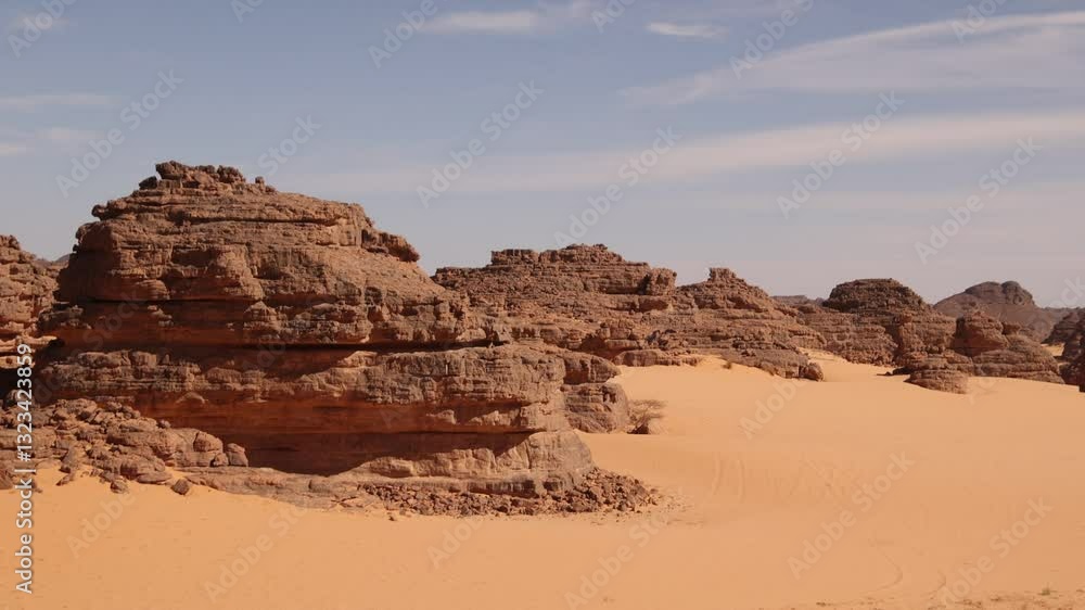 Tassili N'ajjer National Park, Sahara Desert Algeria unesco heritage sandstone pinnacles panoramic view Tassili N'ajjer National Park, Sahara Desert Algeria unesco heritage sandstone pinnacles panoramic view