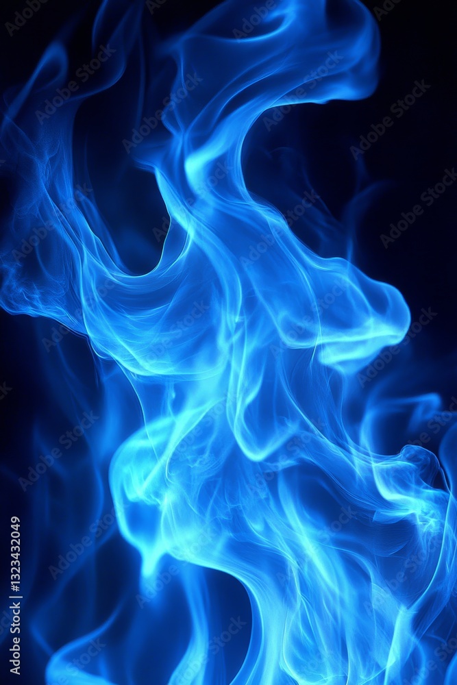 Dancing Flames, Vibrant Blue Fire Abstract on Dark Background With Copy Space, Abstract Background Dancing Flames, Vibrant Blue Fire Abstract on Dark Background With Copy Space, Abstract Background