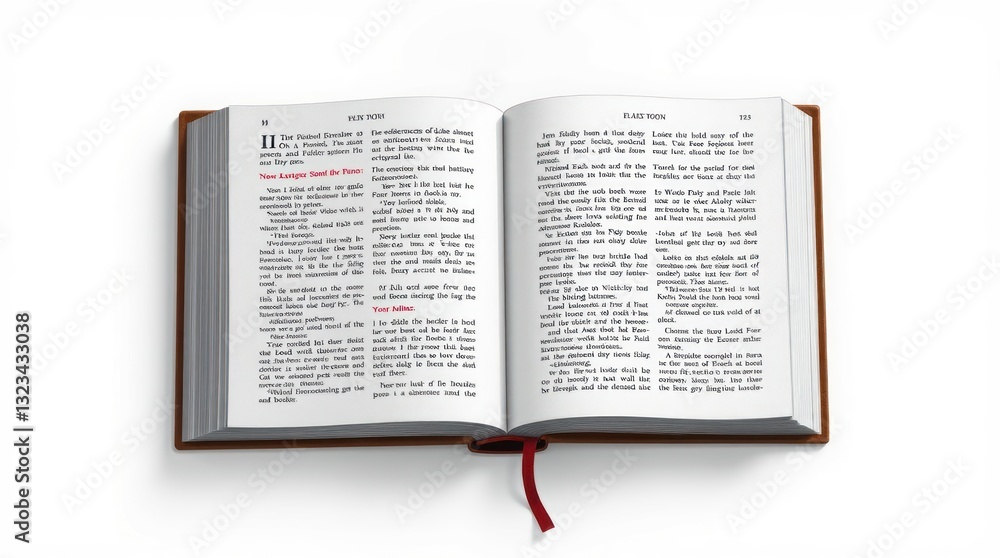 Fototapeta premium Open Book with Text and Red Ribbon
