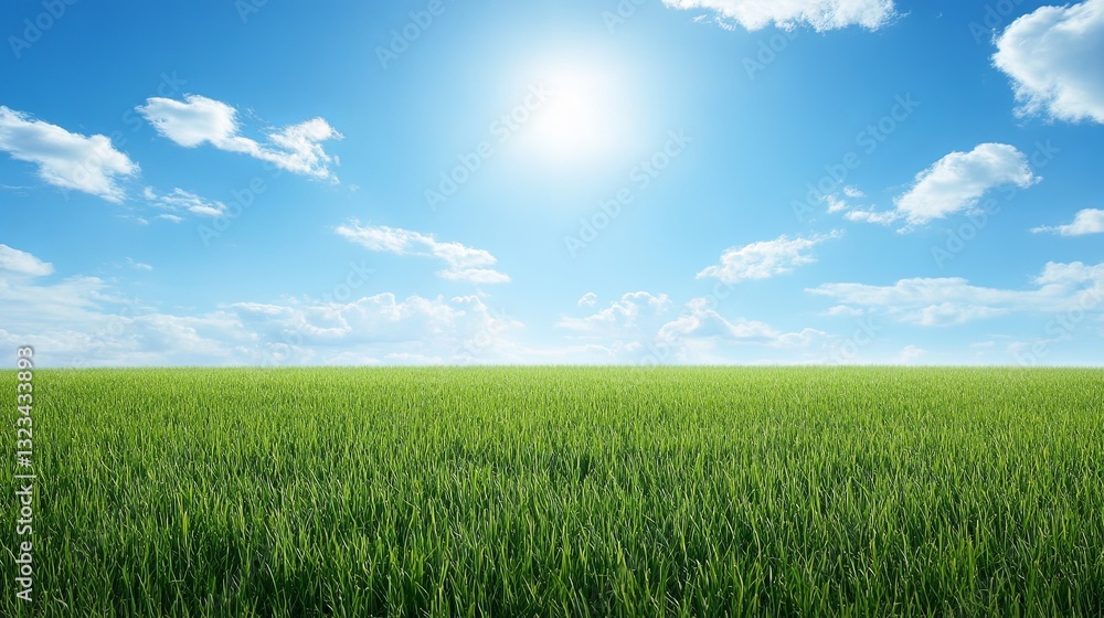 A bright, sunny meadow with soft focus and ample blank space in the center for text digital A bright, sunny meadow with soft focus and ample blank space in the center for text digital
