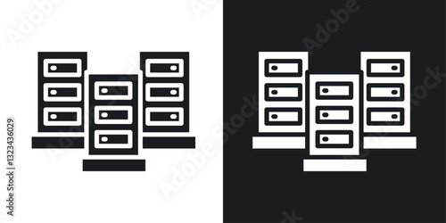 Data center icons pack in solid style