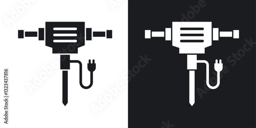 Hydraulic breaker icons pack in solid style