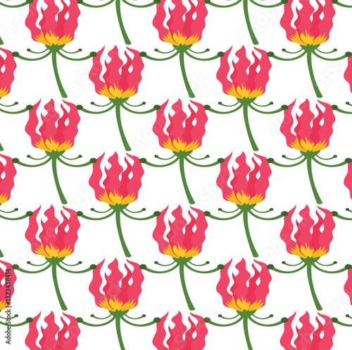 Wallpaper Mural seamless pattern with tulips Torontodigital.ca