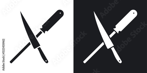 Knife sharpener icons pack in solid style