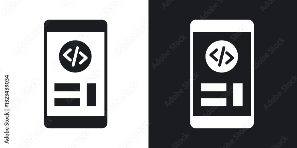 Mobile app development icons pack in solid style Mobile app development icons pack in solid style