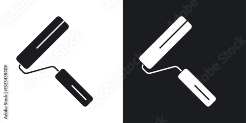 Paint roller icons pack in solid style