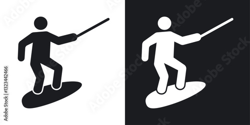 Wakeboarding icons pack in solid style