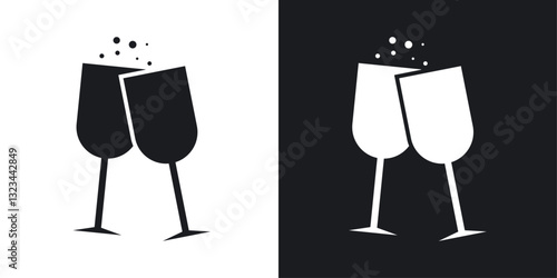 Wine toast icons pack in solid style