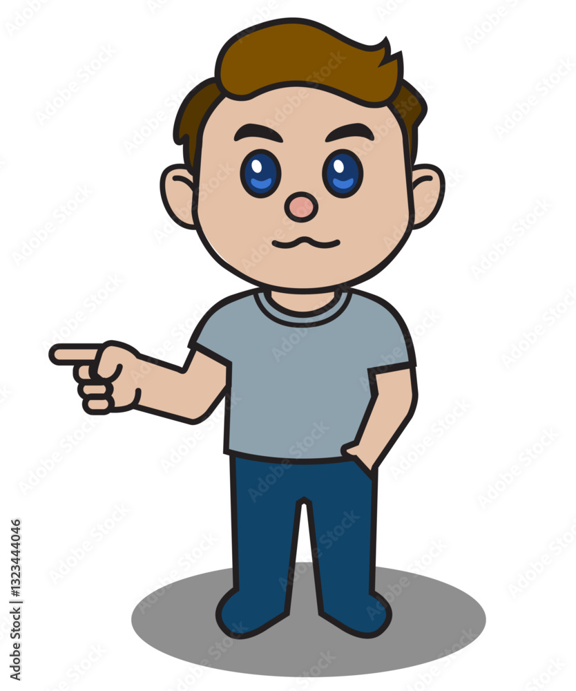 pointing bot character teen men figure lovely chibi video design vector graphic element color cartoon simple art stock pointing bot character teen men figure lovely chibi video design vector graphic element color cartoon simple art stock
