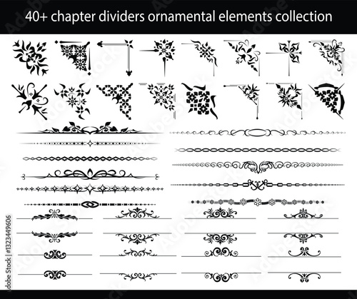 chapter dividers ornamental elements collection, ornate, decoration, vintage, vector, book, elegant, design, collection, illustration, invitation, wedding, decorative, border, retro, divider, element,