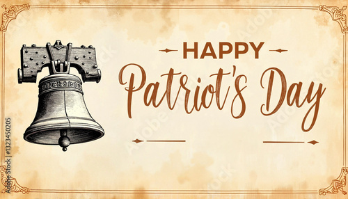 Vintage Patriot's Day card featuring Liberty Bell, historical tribute