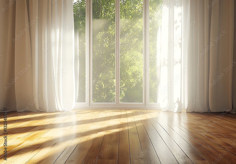 Sunlight Through Window on Hardwood Floor Sunlight Through Window on Hardwood Floor