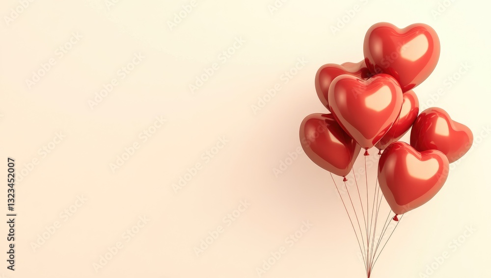 Heart Balloons Against Pastel Background Heart Balloons Against Pastel Background