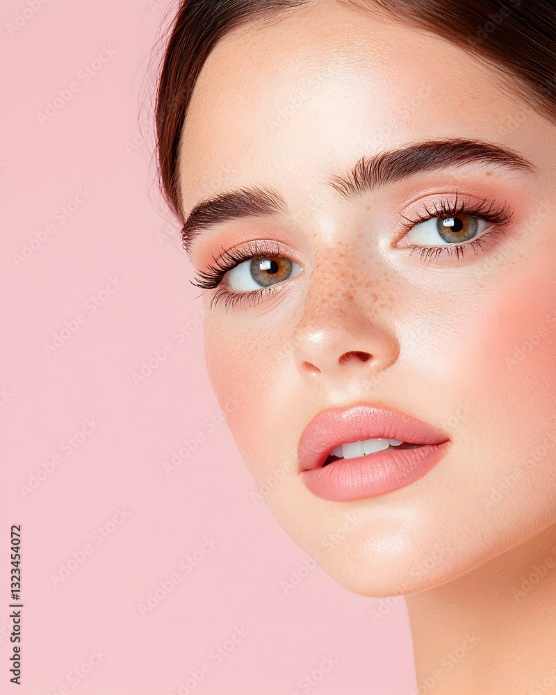 Fototapeta premium Beautiful woman with flawless, natural makeup
