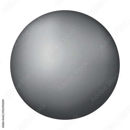 Glass grey ball or precious pearl. Glossy realistic ball, 3D abstract vector illustration highlighted on a white background. Big metal bubble with shadow.