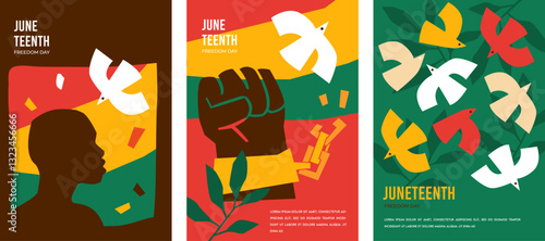 Juneteenth freedom day. A celebration of American history, African American Independence Day design. Poster, banner, card template
