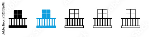 Balcony icons vector set for web designs