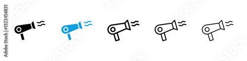 Blow dryer icons vector set for web designs