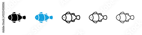 Clown fish icons vector set for web designs