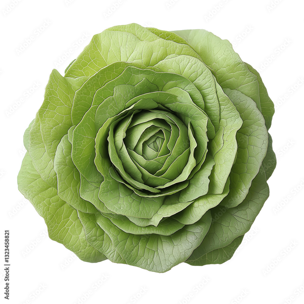 Obraz premium Green lettuce head isolated on transparent background. PNG with clipping path