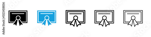 Diploma icons vector set for web designs