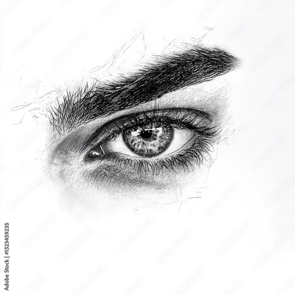 Obraz premium Abstract Eye Drawing Monochrome Stipple Art