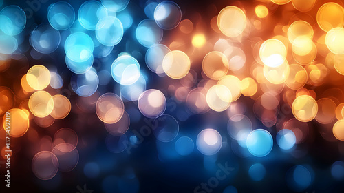 Abstract Bokeh Background With Blue And Orange Circular Light Effects In Defocused Style