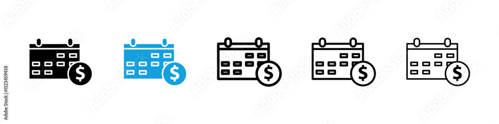 Fiscal year icons vector set for web designs Fiscal year icons vector set for web designs