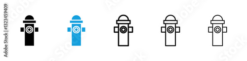 Fire hydrant icons vector set for web designs
