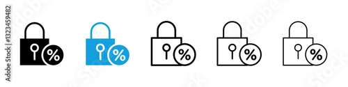 Fixed rate mortgage icons vector set for web designs