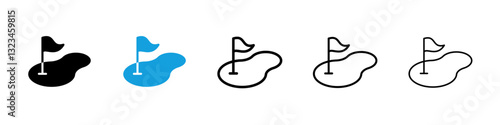 Golf yard icons vector set for web designs