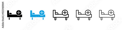 Hospital bed icons vector set for web designs