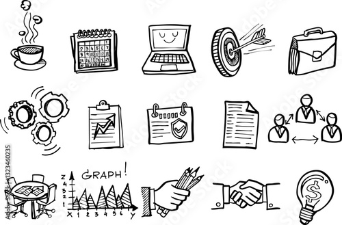 Element of hand drawn business set, Hand drawn in vector design.vector2025-01