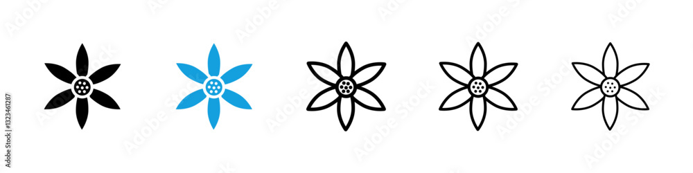 Magnolia icons vector set for web designs Magnolia icons vector set for web designs