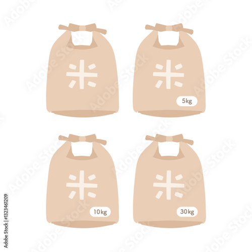 米袋　米　5kg　10kg　30kg　イラストセット