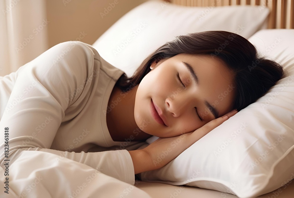 Peaceful Sleep and Relaxation Concept, woman sleeping Peaceful Sleep and Relaxation Concept, woman sleeping