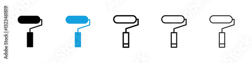 Paint roller icons vector set for web designs