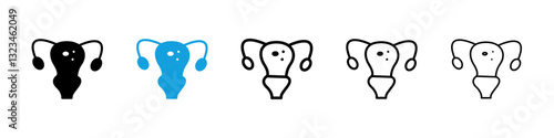 Pelvic inflammatory disease icons vector set for web designs