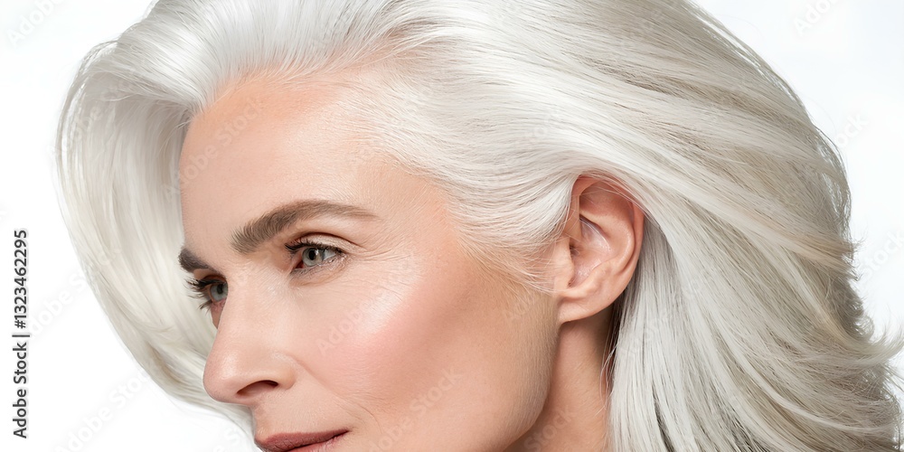 Well-groomed woman with gray hair