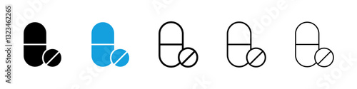 Pills icons vector set for web designs