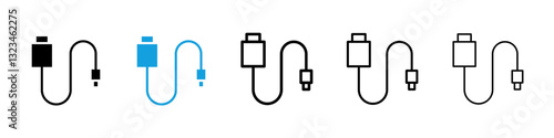 Phone cable icons vector set for web designs