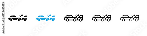 Rear end collision icons vector set for web designs