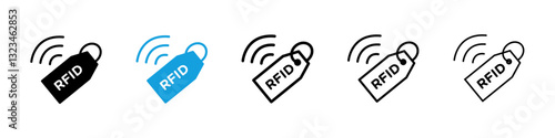 RFID key tag icons vector set for web designs