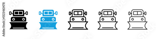 Snowplow icons vector set for web designs