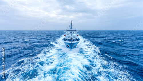 Cargo ship sailing on open water