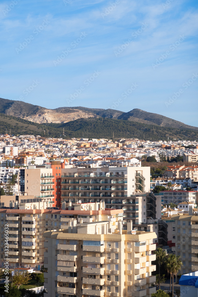 Spanish town Benalmadena architecture and blue sky Spanish town Benalmadena architecture and blue sky