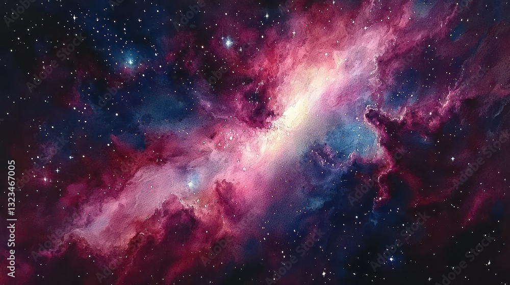 Naklejka premium Stunning Colorful Nebula in Deep Space with Starry Background