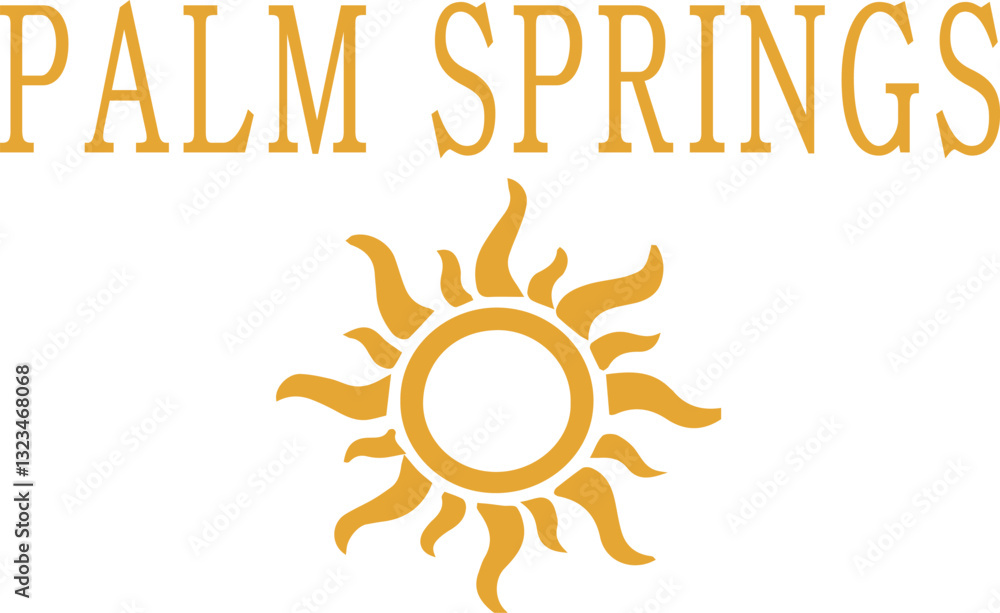 Fototapeta premium Palm Springs California cactus health wellness slogan Graphic Tee t-shirt logo slogan artwork typography tote badge emblem crest Fashion Apparel