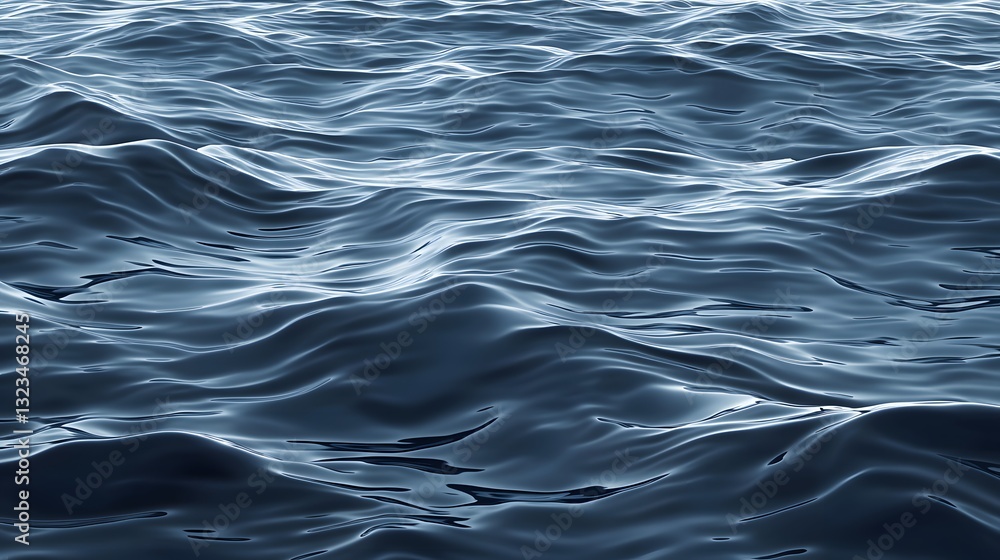 Fototapeta premium Gentle Rippling Waves Under Soft Light Creating a Tranquil Ocean Surface in Shades of Blue