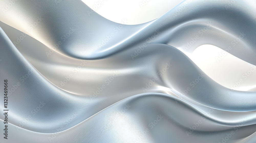 Obraz premium Elegant Flowing Silk Waves in Soft Silver Tones and Light